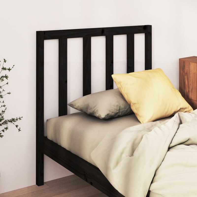 Testiera per Letto Nera 106x4x100 cm in Legno Massello di Pino Testiera per Letto Nera 106x4x100 cm in Legno Massello di Pino