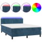 Letto a Molle con Materasso e LED Blu Scuro 140x190 cm Letto a Molle con Materasso e LED Blu Scuro 140x190 cm