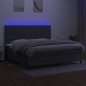 vidaXL Letto a Molle Materasso e LED Grigio Scuro 200x200cm in Tessuto