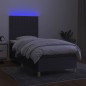 vidaXL Letto a Molle Materasso e LED Grigio Scuro 80x200 cm in Tessuto vidaXL Letto a Molle Materasso e LED Grigio Scuro 80x200 cm in Tessuto