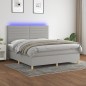 vidaXL Letto a Molle Materasso e LED Grigio Chiaro 160x200 cm Tessuto vidaXL Letto a Molle Materasso e LED Grigio Chiaro 160x200 cm Tessuto