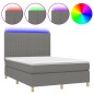vidaXL Letto a Molle Materasso e LED Grigio Scuro 140x190cm in Tessuto vidaXL Letto a Molle Materasso e LED Grigio Scuro 140x190cm in Tessuto