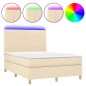 vidaXL Letto a Molle con Materasso e LED Crema 140x200 cm in Tessuto vidaXL Letto a Molle con Materasso e LED Crema 140x200 cm in Tessuto