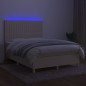 vidaXL Letto a Molle con Materasso e LED Crema 140x200 cm in Tessuto vidaXL Letto a Molle con Materasso e LED Crema 140x200 cm in Tessuto