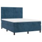 Letto a Molle con Materasso e LED Blu Scuro 140x190 cm Letto a Molle con Materasso e LED Blu Scuro 140x190 cm