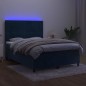 Letto a Molle con Materasso e LED Blu Scuro 140x190 cm Letto a Molle con Materasso e LED Blu Scuro 140x190 cm