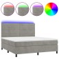 Letto a Molle Materasso e LED Grigio Chiaro 160x200 cm Velluto Letto a Molle Materasso e LED Grigio Chiaro 160x200 cm Velluto