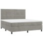 Letto a Molle Materasso e LED Grigio Chiaro 160x200 cm Velluto Letto a Molle Materasso e LED Grigio Chiaro 160x200 cm Velluto