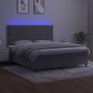 Letto a Molle Materasso e LED Grigio Chiaro 160x200 cm Velluto Letto a Molle Materasso e LED Grigio Chiaro 160x200 cm Velluto