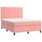 Letto a Molle con Materasso e LED Rosa 140x200 cm in Velluto Letto a Molle con Materasso e LED Rosa 140x200 cm in Velluto