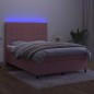 Letto a Molle con Materasso e LED Rosa 140x200 cm in Velluto Letto a Molle con Materasso e LED Rosa 140x200 cm in Velluto