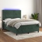 Letto a Molle con Materasso e LED Verde Scuro 140x200cm Velluto Letto a Molle con Materasso e LED Verde Scuro 140x200cm Velluto