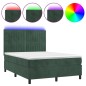 Letto a Molle con Materasso e LED Verde Scuro 140x200cm Velluto Letto a Molle con Materasso e LED Verde Scuro 140x200cm Velluto