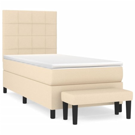 vidaXL Giroletto a Molle con Materasso Crema 90x200 cm inTessuto