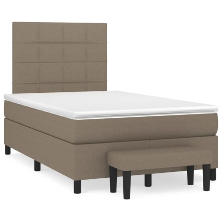 vidaXL Giroletto a Molle con Materasso Tortora 120x200 cm in Tessuto