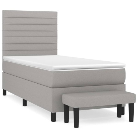 vidaXL Giroletto a Molle con Materasso Grigio Chiaro 80x200 cm Tessuto