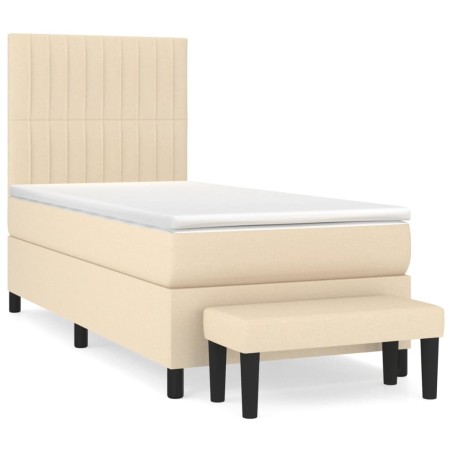 vidaXL Giroletto a Molle con Materasso Crema 100x200 cm in Tessuto