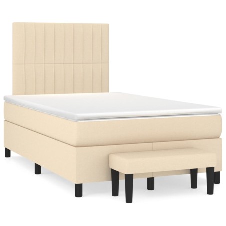 vidaXL Giroletto a Molle con Materasso Crema 120x200 cm in Tessuto