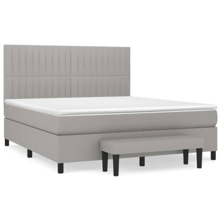 vidaXL Giroletto a Molle con Materasso Grigio Chiaro160x200 cm Tessuto