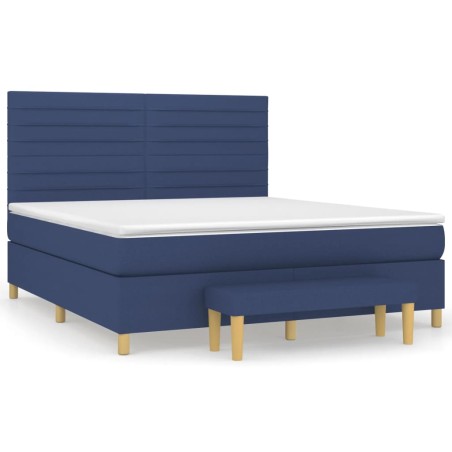 Giroletto a Molle con Materasso Blu 160x200 cm in Tessuto