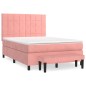 vidaXL Giroletto a Molle con Materasso Rosa 140x190 cm in Velluto