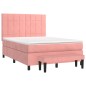 vidaXL Giroletto a Molle con Materasso Rosa 140x190 cm in Velluto