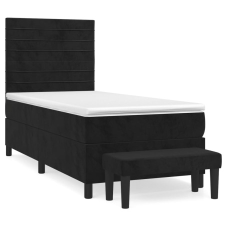 vidaXL Giroletto a Molle con Materasso Nero 80x200 cm in Velluto