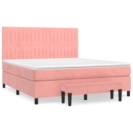 vidaXL Giroletto a Molle con Materasso Rosa 160x200 cm in Velluto
