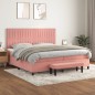 vidaXL Giroletto a Molle con Materasso Rosa 200x200 cm in Velluto