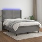 vidaXL Letto a Molle Materasso e LED Grigio Scuro 140x190cm in Tessuto vidaXL Letto a Molle Materasso e LED Grigio Scuro 140x190cm in Tessuto