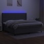 vidaXL Letto a Molle Materasso e LED Grigio Scuro 200x200cm in Tessuto vidaXL Letto a Molle Materasso e LED Grigio Scuro 200x200cm in Tessuto