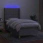Letto a Molle Materasso e LED Grigio Chiaro 80x200 cm Tessuto Letto a Molle Materasso e LED Grigio Chiaro 80x200 cm Tessuto