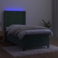 vidaXL Letto a Molle con Materasso e LED Verde Scuro 90x200cm Velluto vidaXL Letto a Molle con Materasso e LED Verde Scuro 90x200cm Velluto
