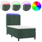 vidaXL Letto a Molle con Materasso e LED Verde Scuro 90x190 cm Velluto