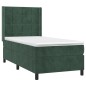 vidaXL Letto a Molle con Materasso e LED Verde Scuro 90x190 cm Velluto