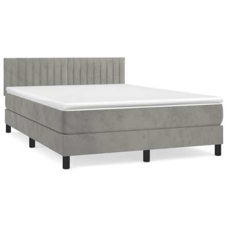 vidaXL Giroletto a Molle con Materasso Grigio Chiaro 140x190cm Velluto