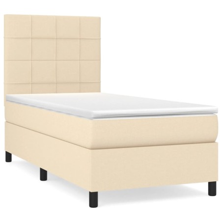 vidaXL Giroletto a Molle con Materasso Crema 90x190 cm in Tessuto