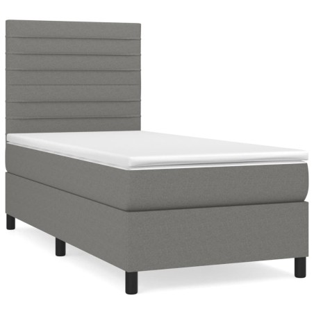 vidaXL Giroletto a Molle con Materasso Grigio Scuro 80x200 cm Tessuto
