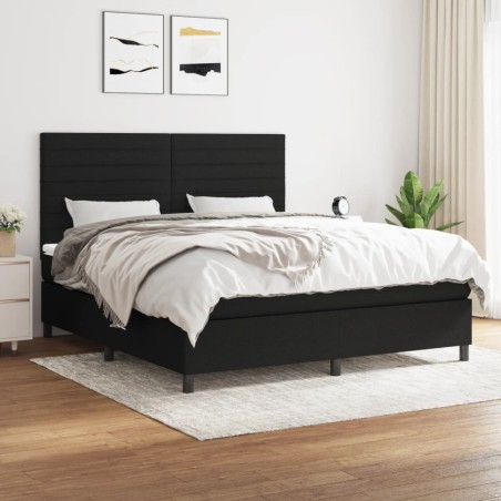 vidaXL Giroletto a Molle con Materasso Nero 160x200 cm in Tessuto
