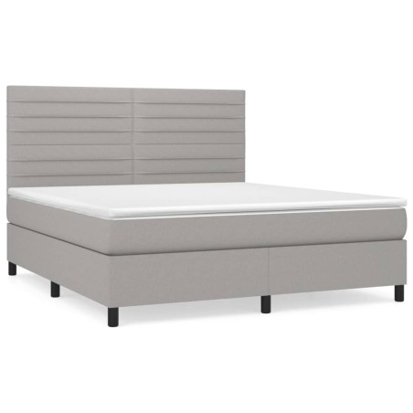 vidaXL Giroletto a Molle con Materasso Grigio Chiaro160x200 cm Tessuto