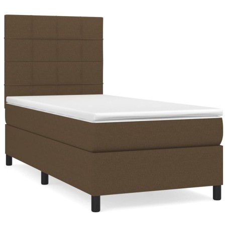 vidaXL Giroletto a Molle con Materasso Marrone Scuro 100x200cm Tessuto