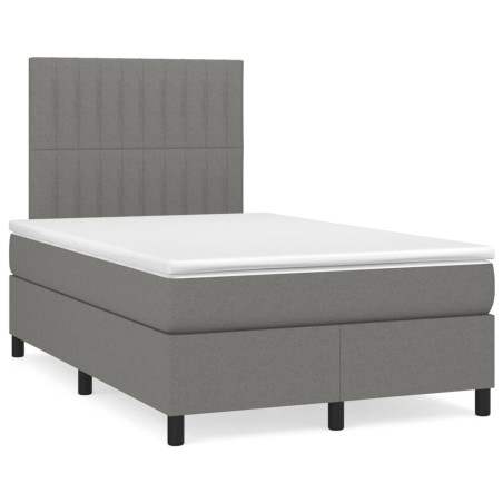 vidaXL Giroletto a Molle con Materasso Grigio Scuro 120x200 cm Tessuto