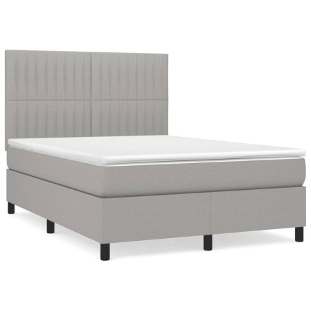 vidaXL Giroletto a Molle con Materasso Grigio Chiaro 140x190cm Tessuto