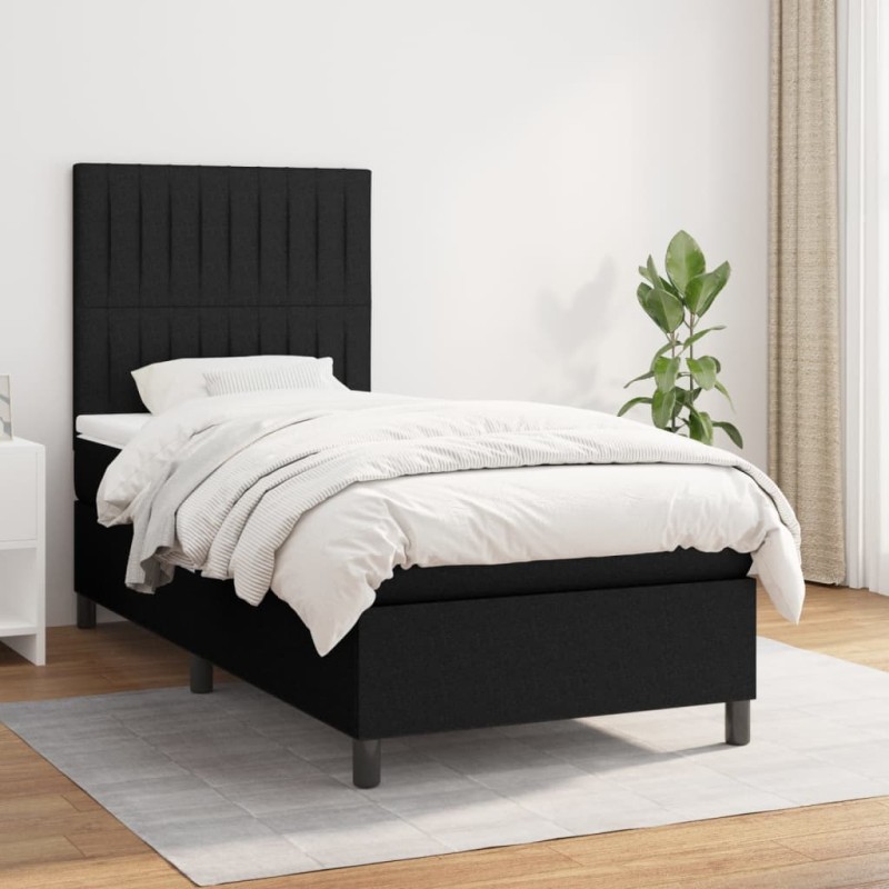vidaXL Giroletto a Molle con Materasso Nero 100x200 cm in Tessuto