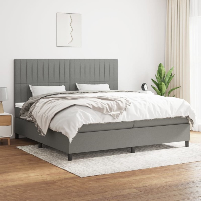 vidaXL Giroletto a Molle con Materasso Grigio Scuro 200x200 cm Tessuto