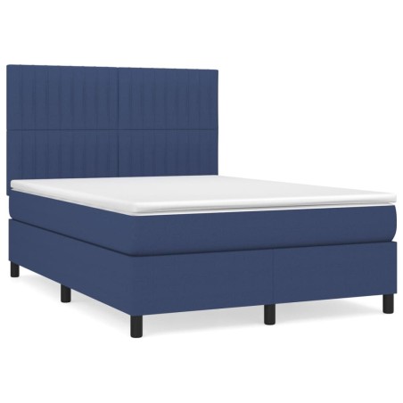 vidaXL Giroletto a Molle con Materasso Blu 140x200 cm in Tessuto