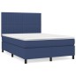 vidaXL Giroletto a Molle con Materasso Blu 140x200 cm in Tessuto