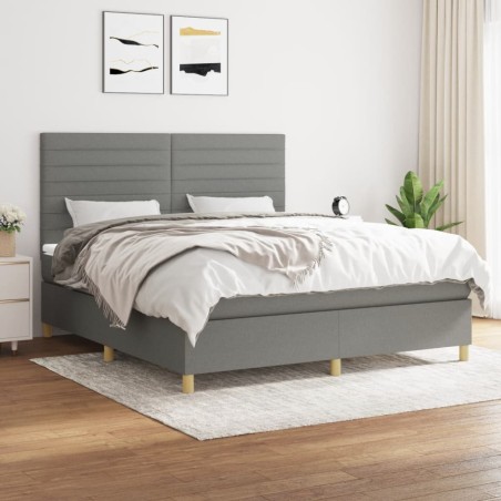 vidaXL Giroletto a Molle con Materasso Grigio Scuro 160x200 cm Tessuto