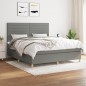 vidaXL Giroletto a Molle con Materasso Grigio Scuro 160x200 cm Tessuto