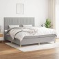 vidaXL Giroletto a Molle con Materasso Grigio Chiaro 200x200cm Tessuto
